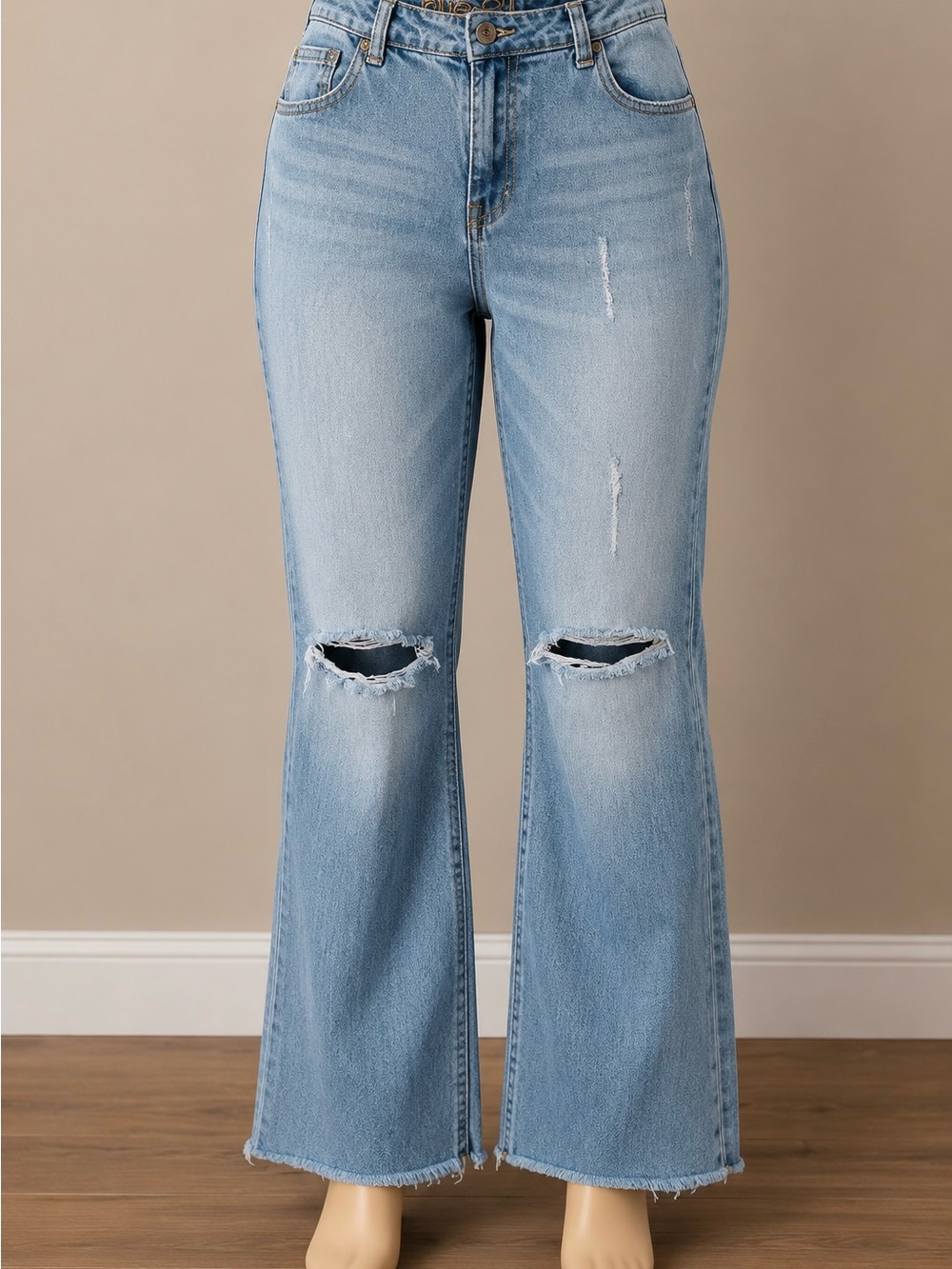 Y2K Rue 21 Low Rise Distressed Flare Jeans 2007-2008 13/14